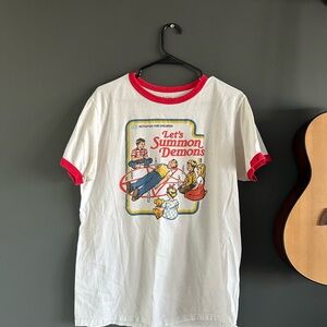 White and Red Graphic T-Shirt